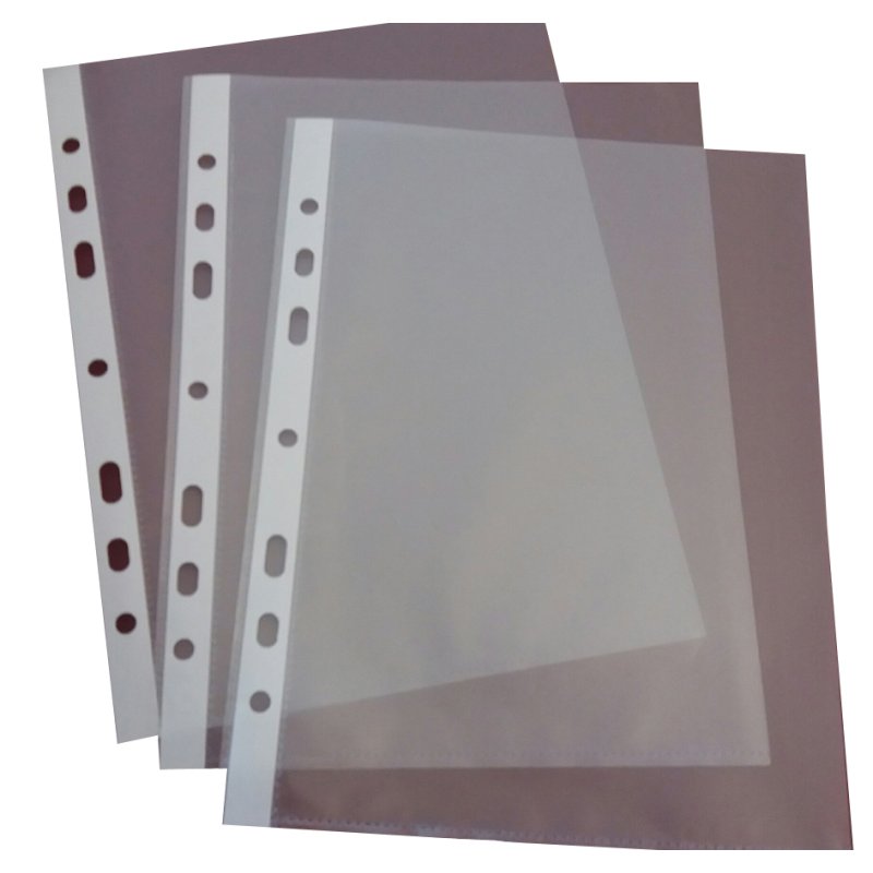 proOFFICE pochettes de présentation A5, film PP grainé, perforation 7 trous, 100 pièces